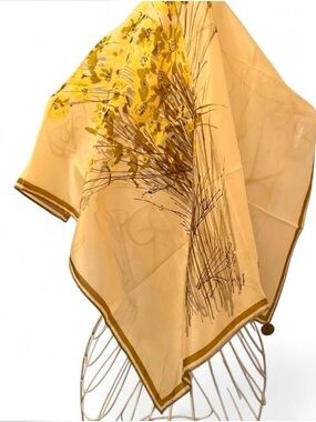 Vintage Vera 50 s- 60s Yellow Floral Sheer Scarf